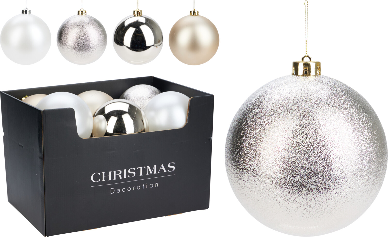 Шар елочный 14 см светло-золотой 4 вида в ассортименте CAR103080 К