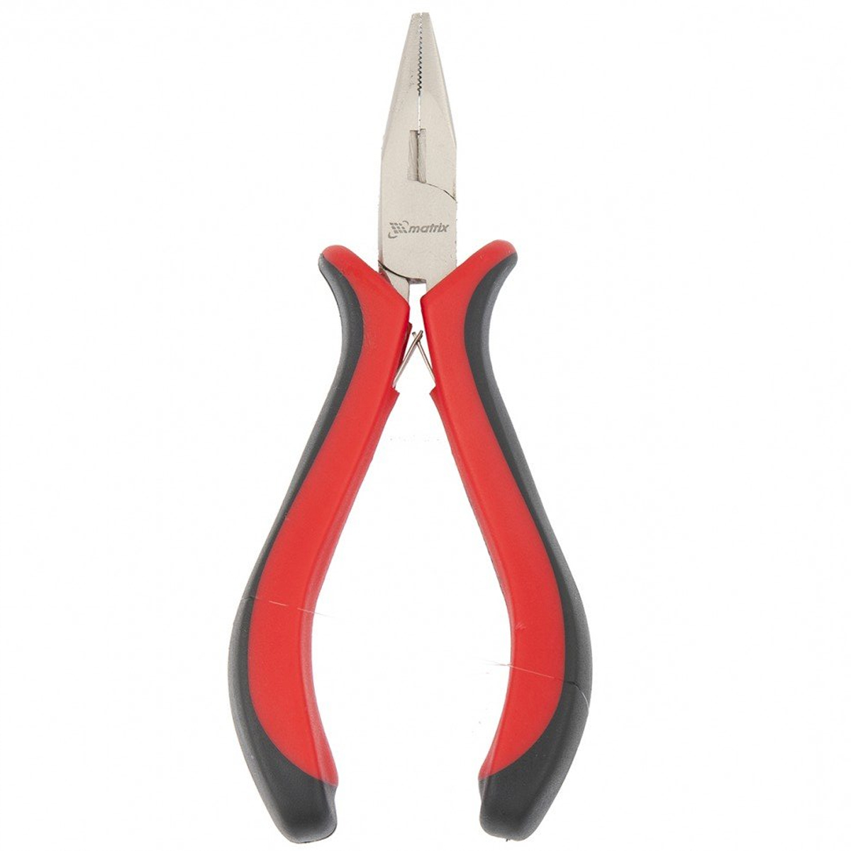Длинногубцы Mini, 130 мм, никелированные, прямые, авторазжим, двухкомпонентные рукоятки// MATRIX