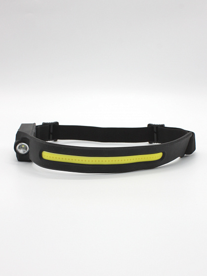 Фонарь налобный светодиодный COB на гибкой резиновой основе с боковым фонариком 6500 К 2 уровня ярко