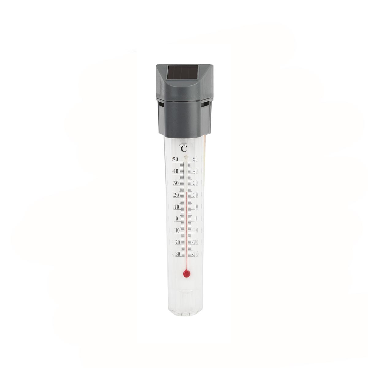 Фонарь садовый на солнечной батарее с термометром, серый, 33 см