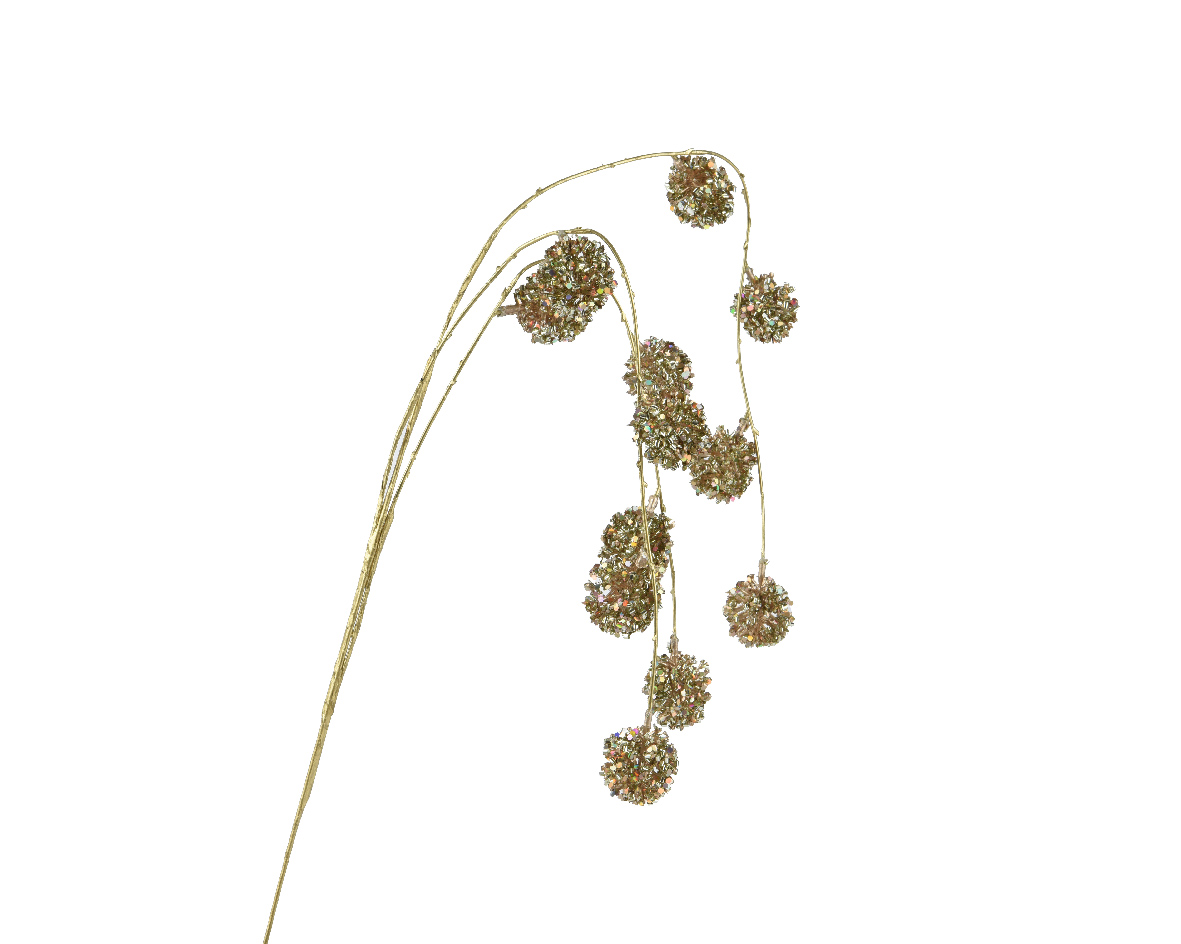 Ветка декоративная Spray gold с шариками 90 см 708967 Kmg