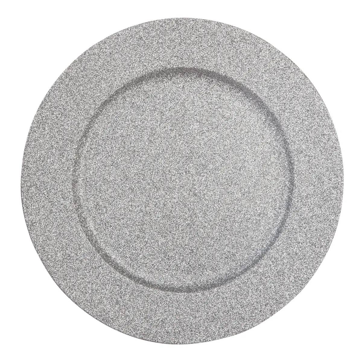 Блюдо декоративное Feeric 33х1,6 см новогоднее серебро глиттер 147108AR