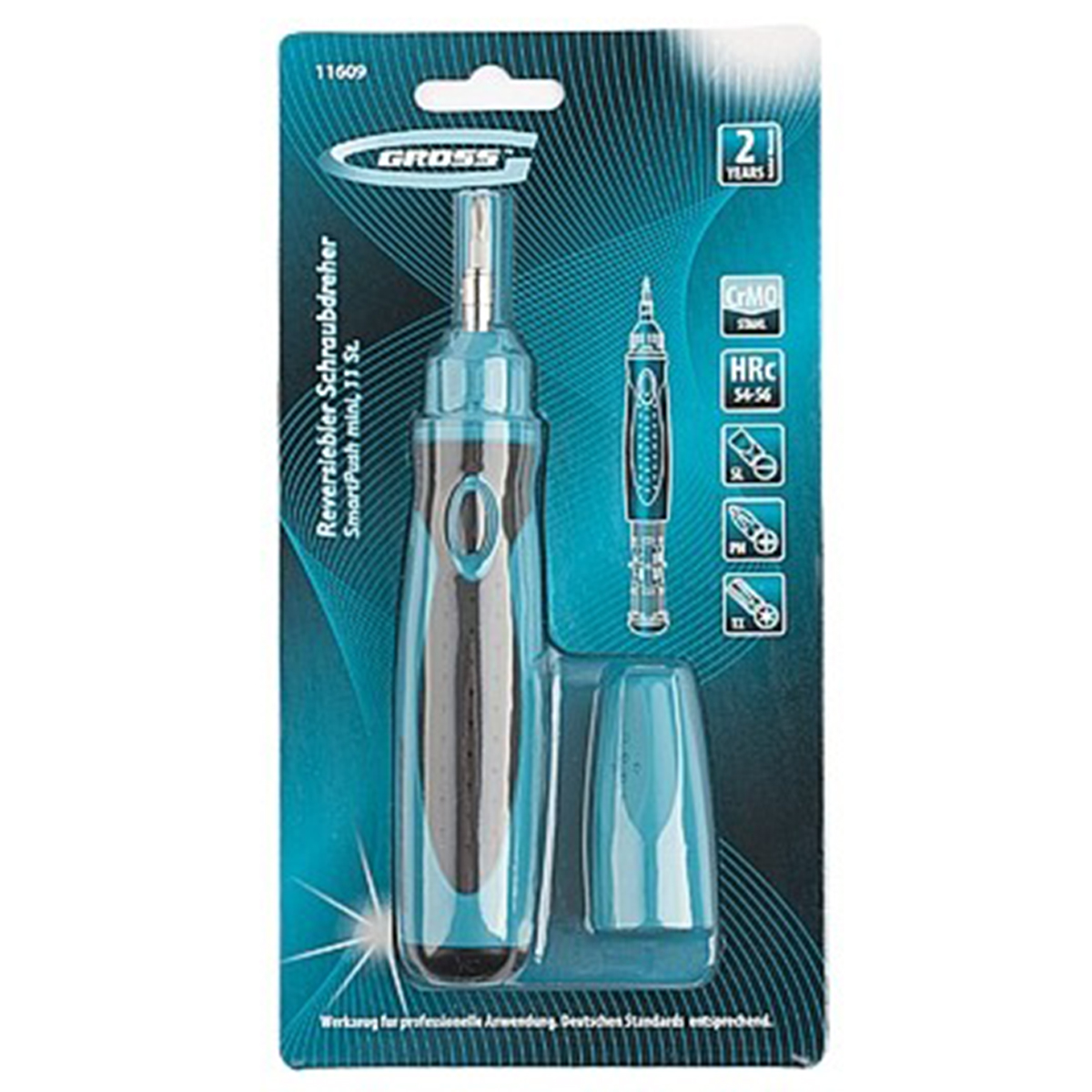 Отвертка реверсивная. Механизм SmartPush mini  11 шт, CrMo//Gross