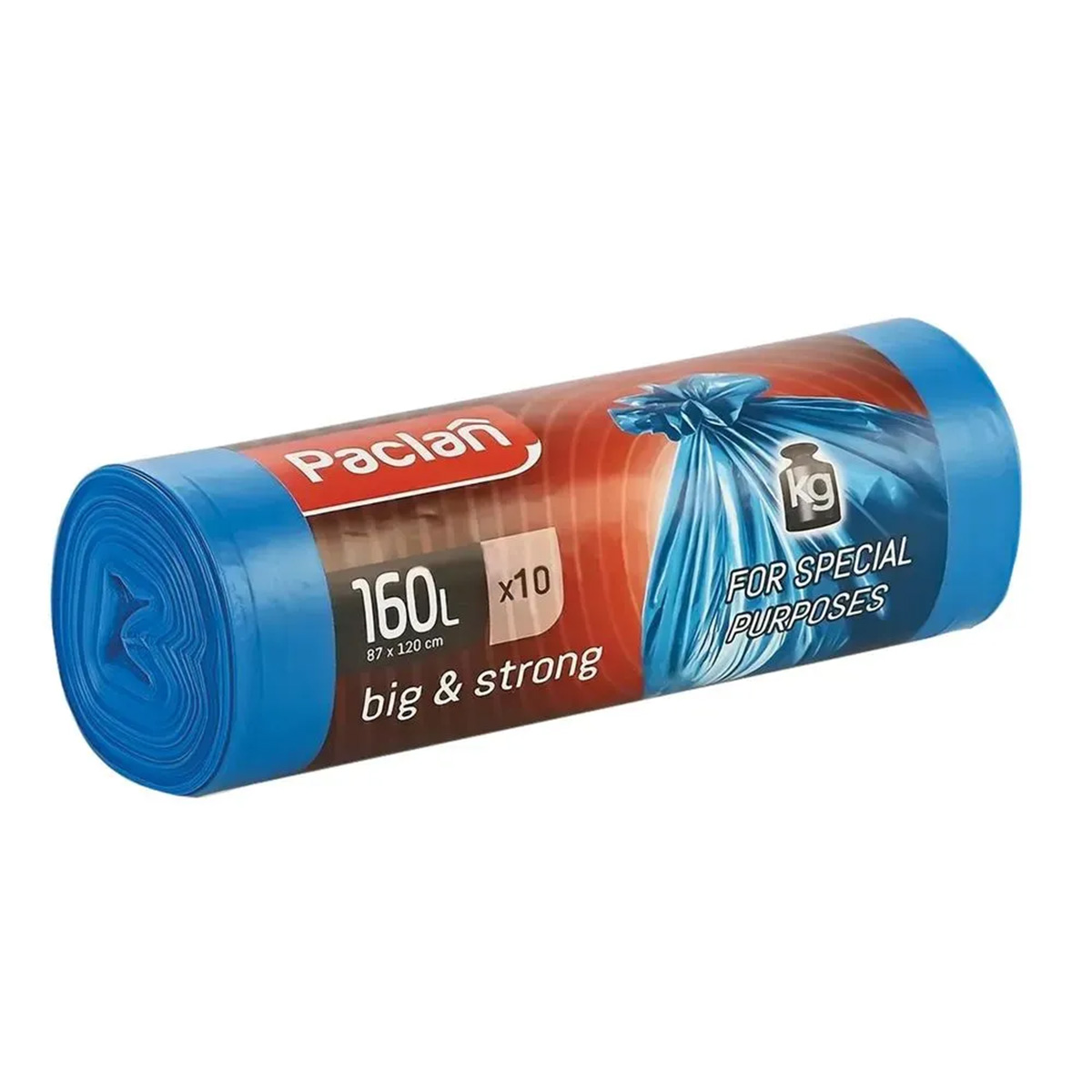 Paclan мешки для мусора Big&Strong 160 л, 87х120 см, 10 шт, 26 мкм, голубые