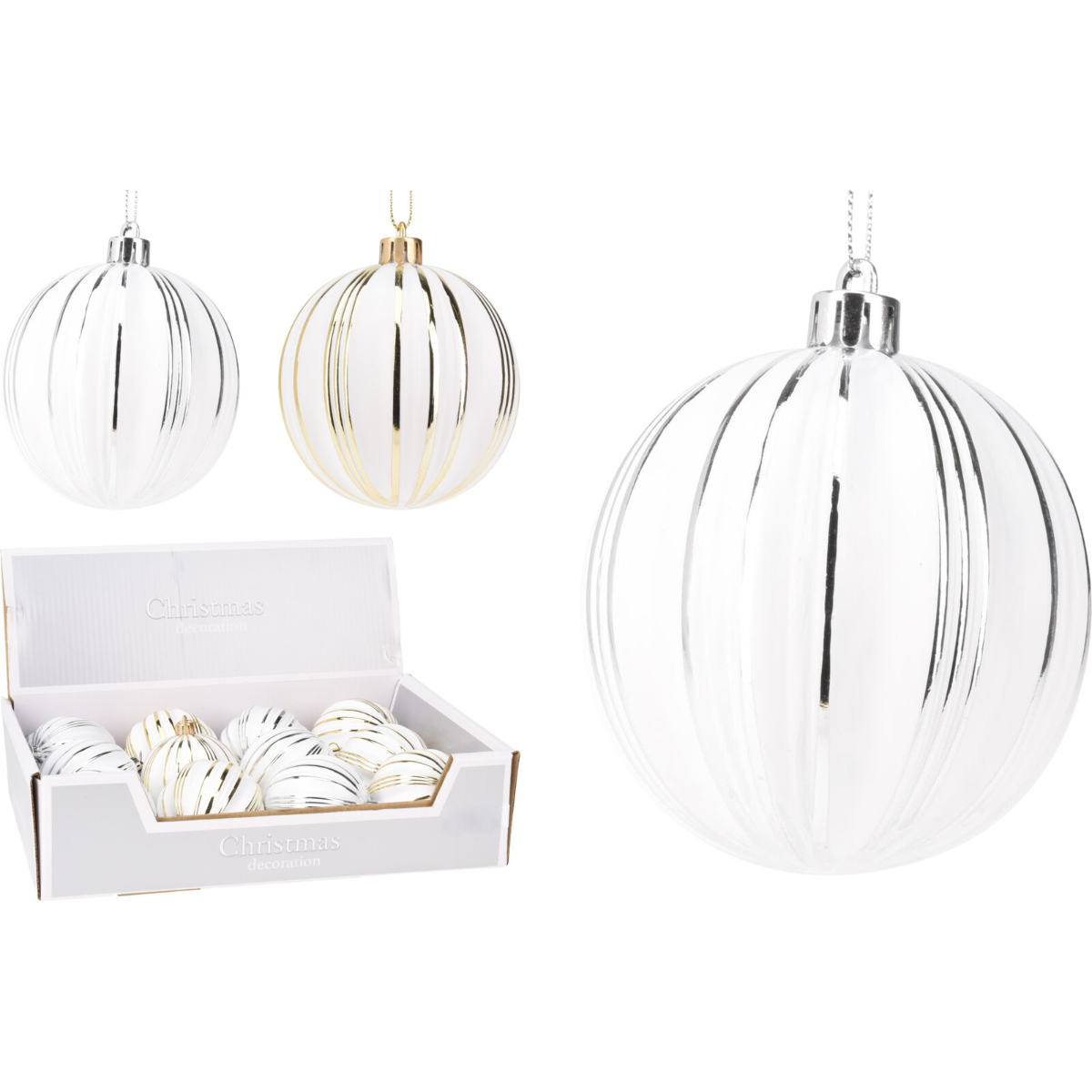 Шар елочный 8 см с ободками 2 цвета в ассортименте ABJ444940 К