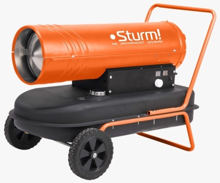 Пушка тепловая дизельная Sturm! DKH30 30 кВт, 640 м3/час, потребл. 2,32 л/ч, бак 35 л, колеса
