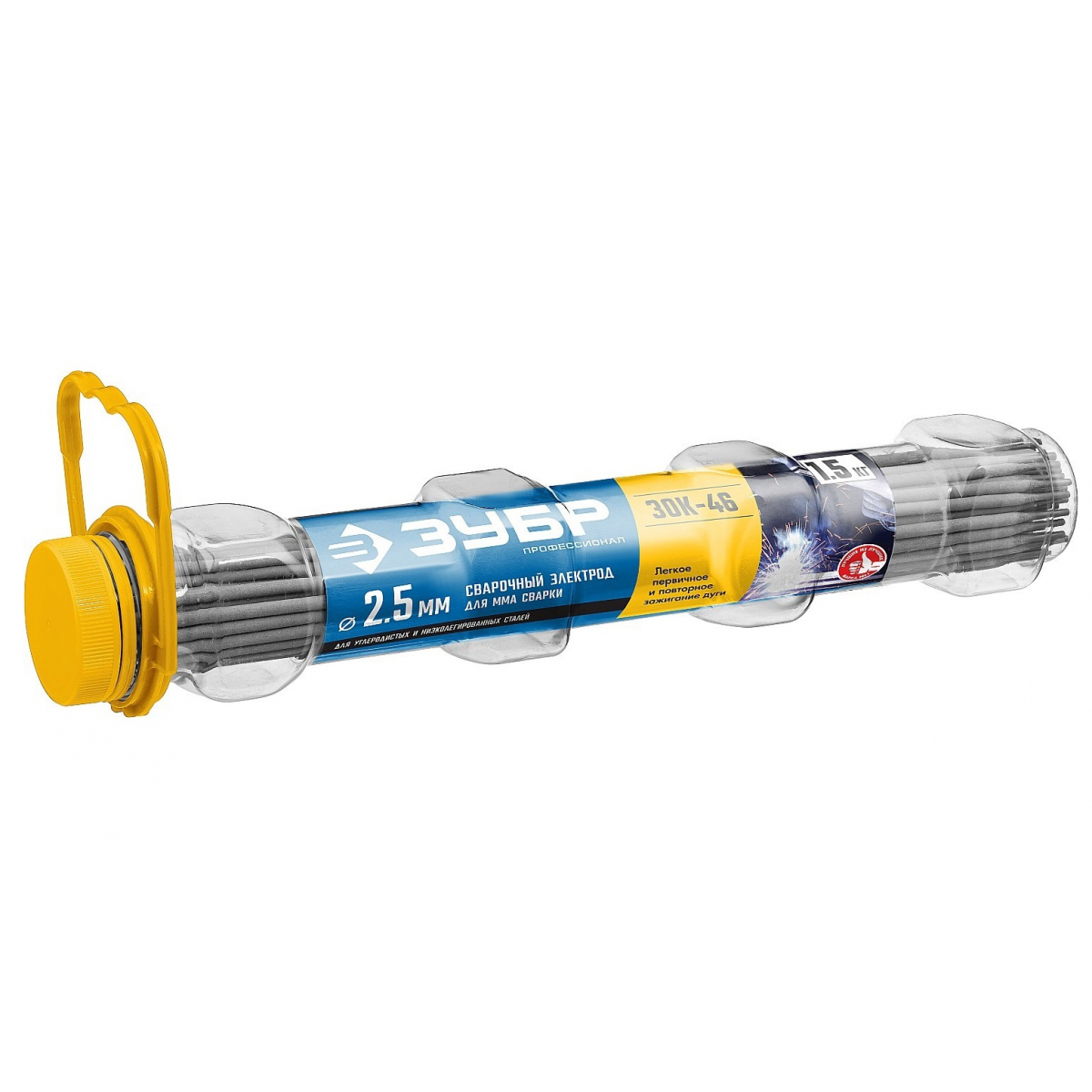 Электрод сварочный 'ЗУБР ЗОК-46 с рутил-целлюлозным покрытием, для ММА сварки, d 2.5 х 350 мм, 1,5 к