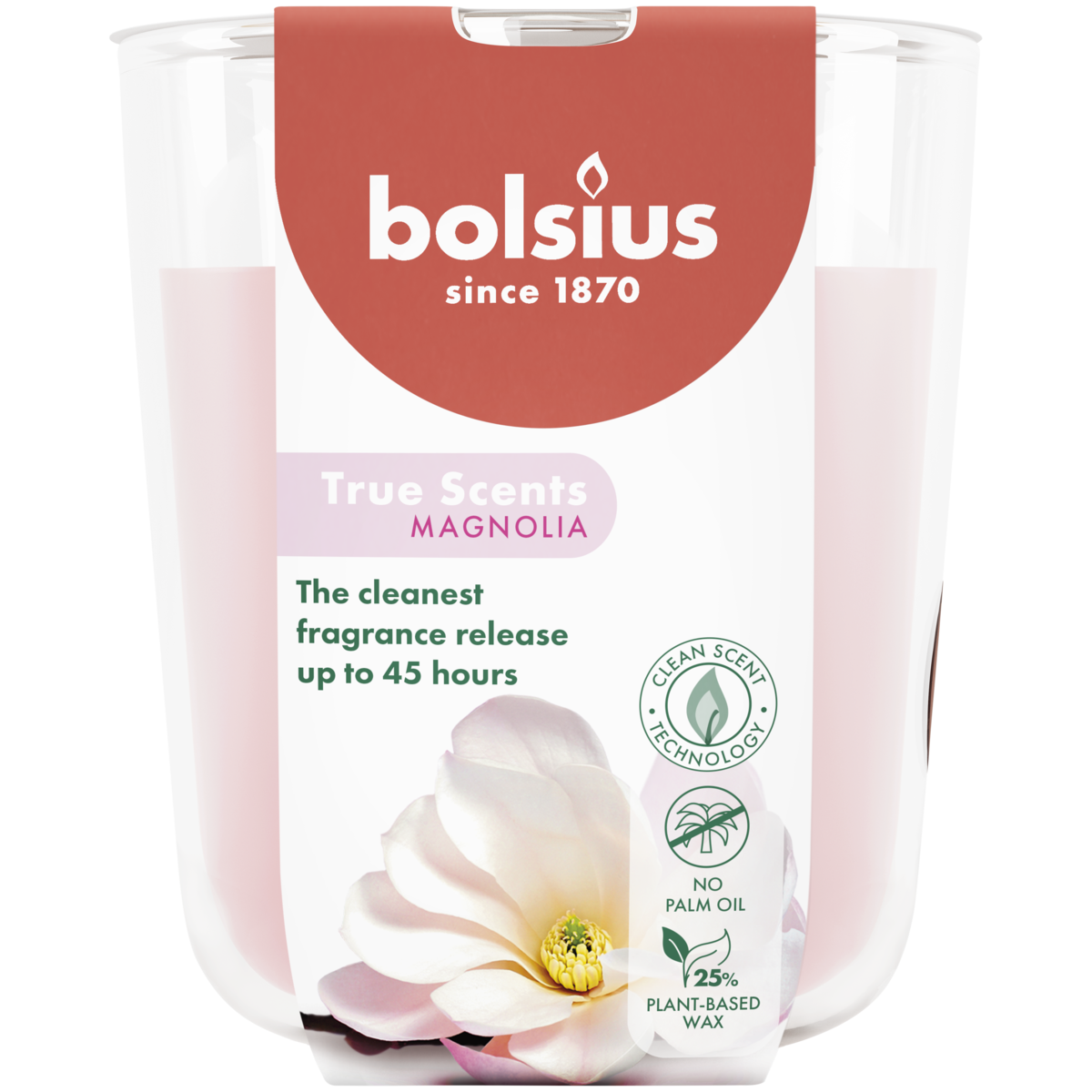 Аромасвеча в стакане Bolsius True Scents 8x7,3 см Magnolia