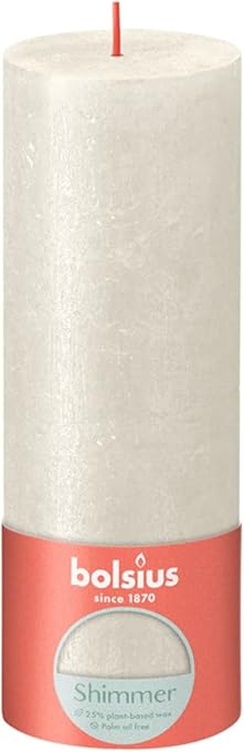 Свеча столбик Bolsius 190х68 мм айвори маталлик