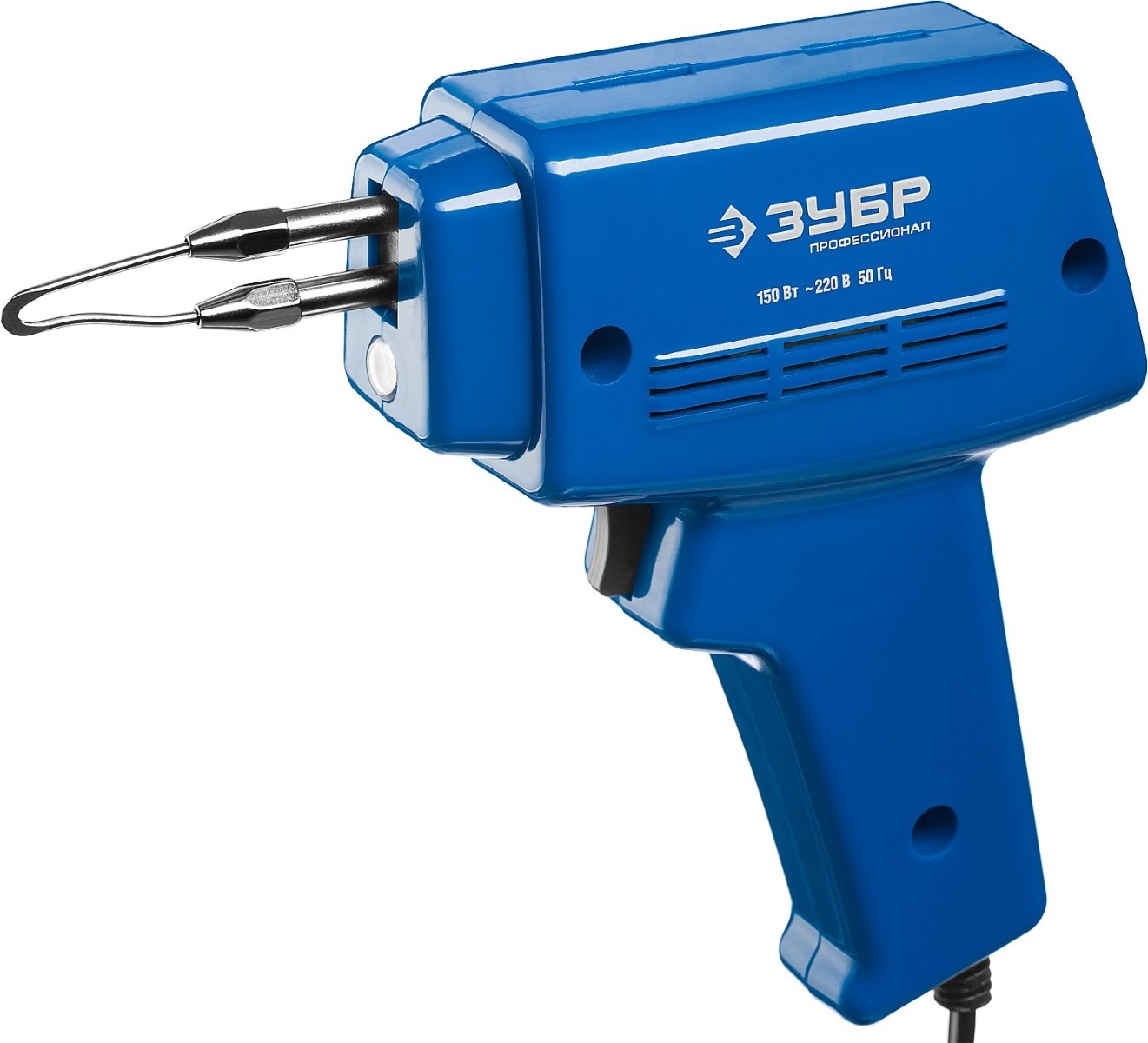 Паяльник импульсный ЗУБР "ПРОФЕССИОНАЛ" в наборе, 2 сменных жала, канифоль, припой, 150Вт