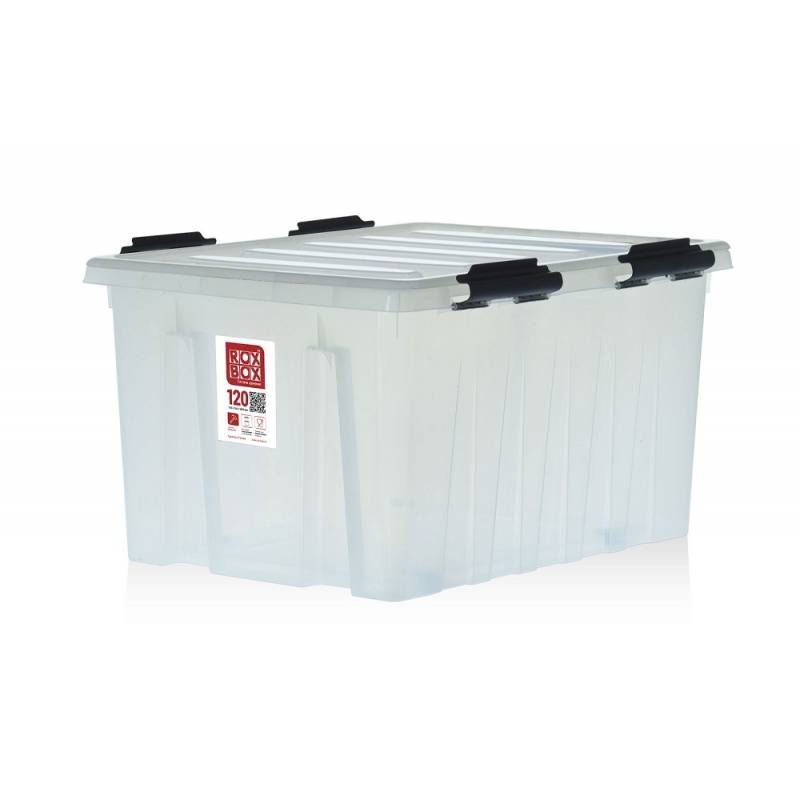 Ящик с крышкой на роликах Rox Box 120л прозрачный