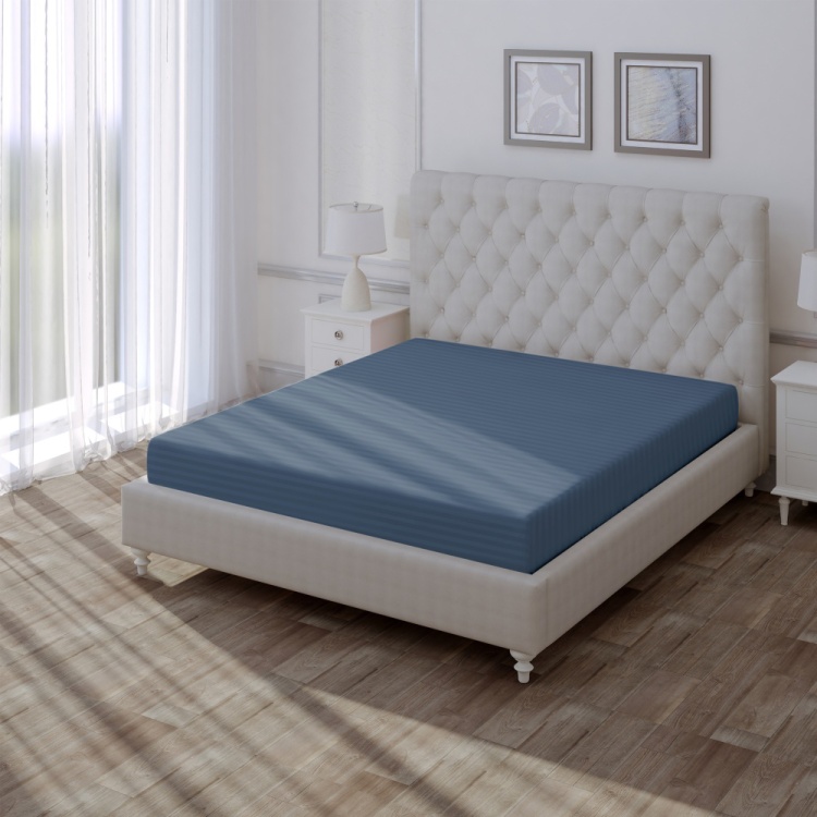 Простыня Verossa Stripe на резинке 200х200 см 30 см борт Sapphire