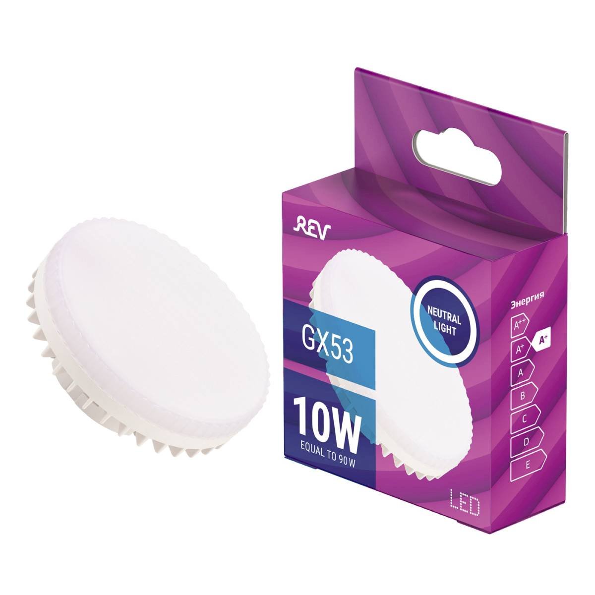 Лампа светодиодная, таблетка, GX53, 10Вт, 4000K, 800Лм, 32568 0