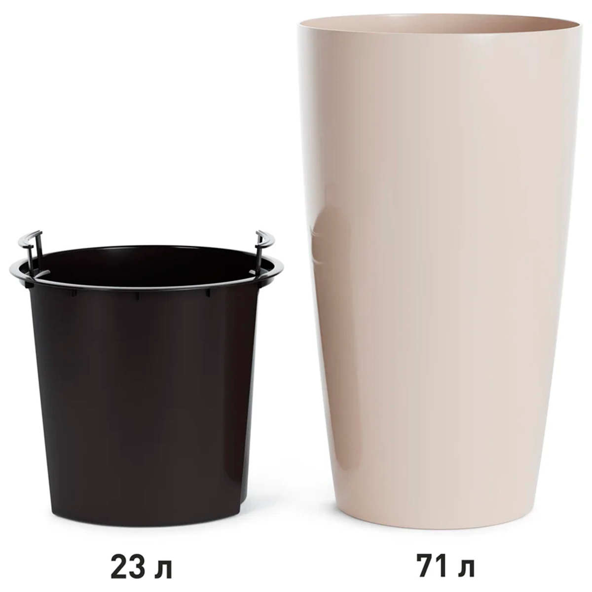 Кашпо напольное Рондо D400мм 23,0/71,0л h755мм вставка бежевый М8878