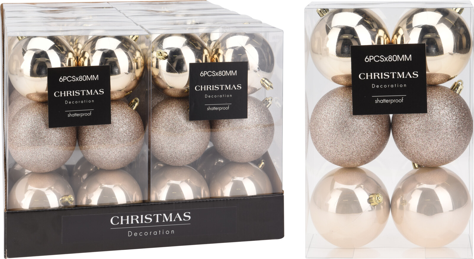 Набор елочных шаров 8 см 6 шт мультиколор AVS100850 К