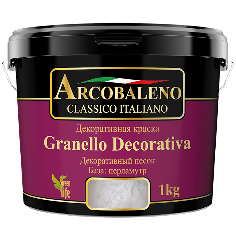Краска декоративная "Arcobaleno Granello Decorativa", база: перламутр 1 кг
