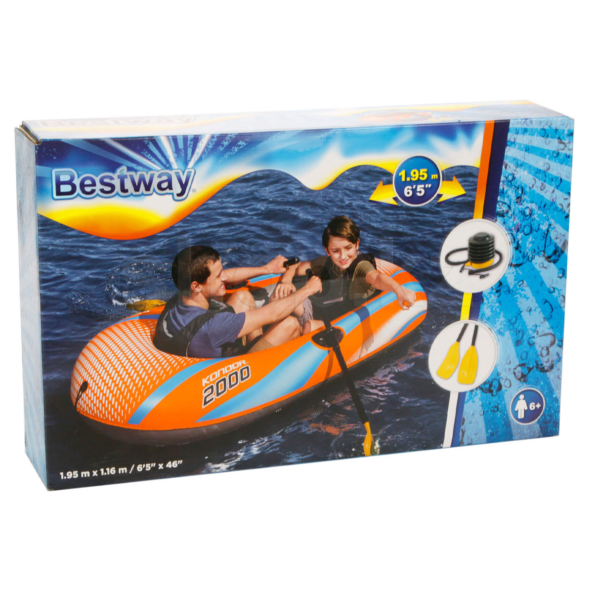 Лодка надувная BESTWAY Kondor 2000 Set 185х97 см до 95 кг весла ножной насос 61142