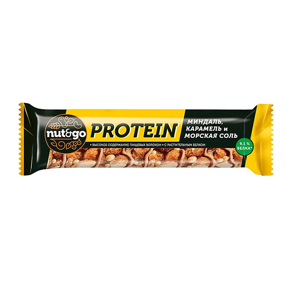 Батончик Nut&Go Protein миндаль с карамелью и морской солью 40 г