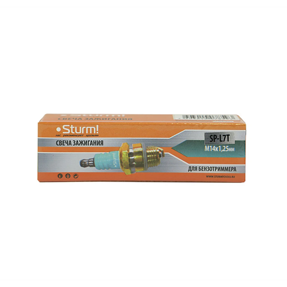 Свеча зажигания Sturm! SP-L7T для бензотриммера, M14*1,25, шестигранник 19