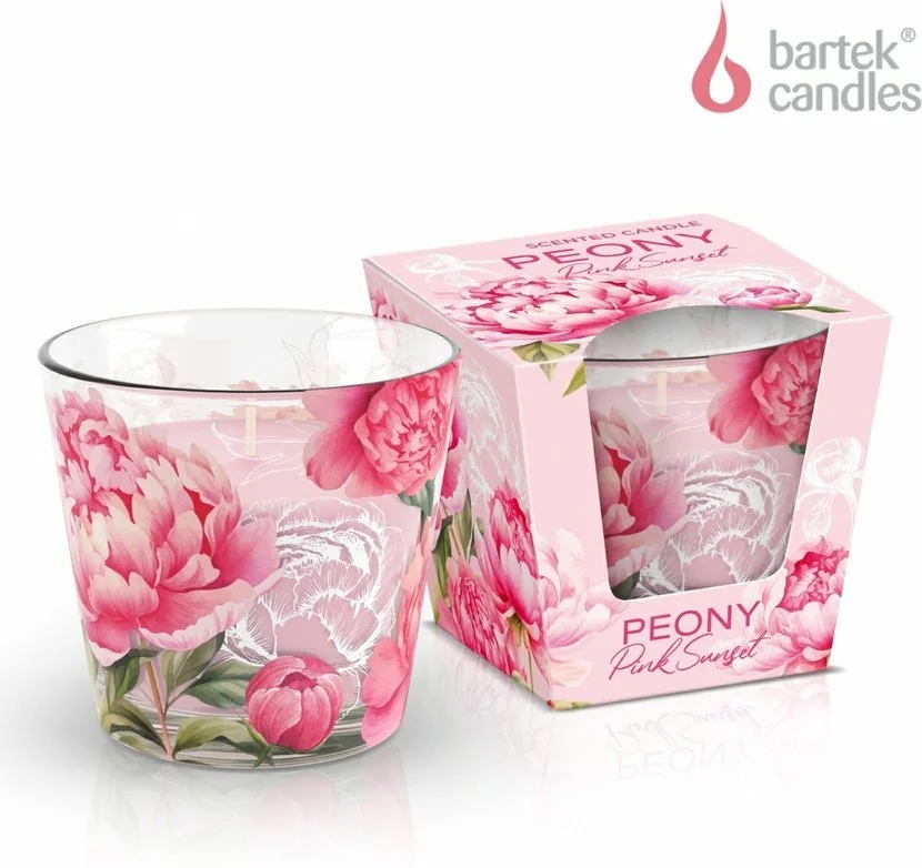 Аромасвеча BARTEK в стакане Пионово-розовый закат 115 гр (Peony Pink Sunset)