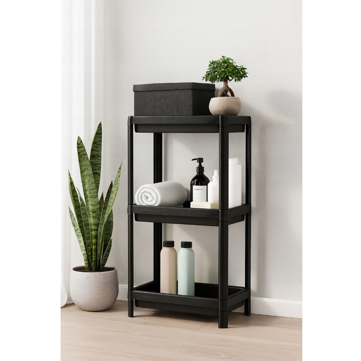 Этажерка универсальная 3-х ярусная 36х23х71см черный 9000020 К