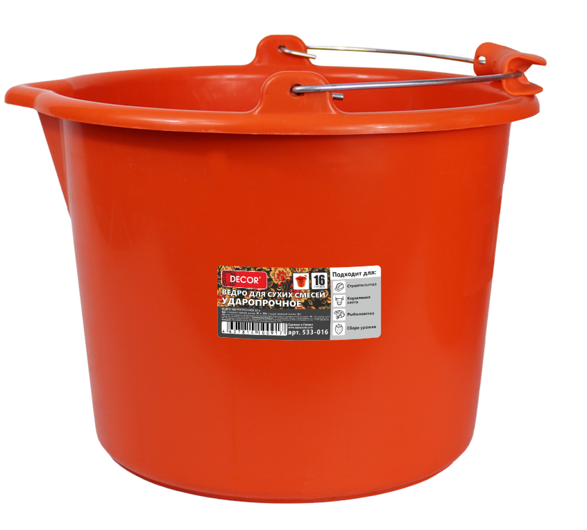 Ведро DECOR д/смесей 16 л, усиленное, ударопрочное