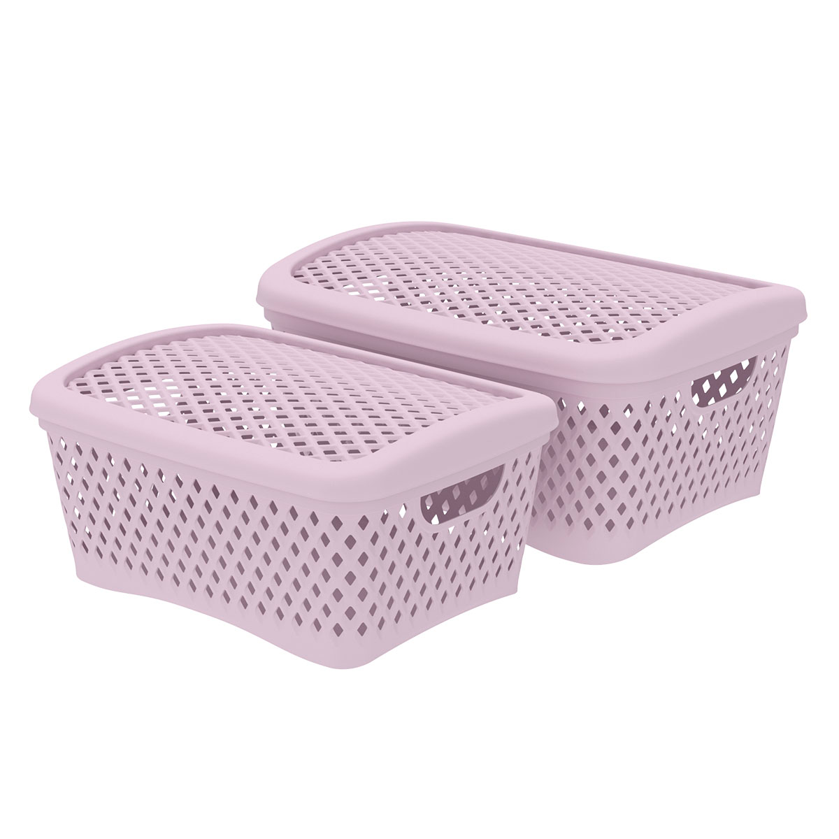 Набор корзинок Альт-Пласт Ромбики с крышками 2шт пепел розы АП 418