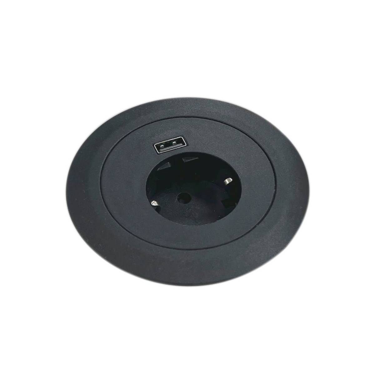 Блок настольный на 1 розетку 200B, 1 USB, чёрный