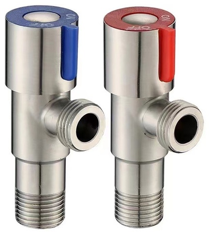 Кран угловой, с отражателем, 1/2; 1/2, кран-букса, нержавеющая сталь, 2 шт, IDDIS, 910S0Z5C2CZ