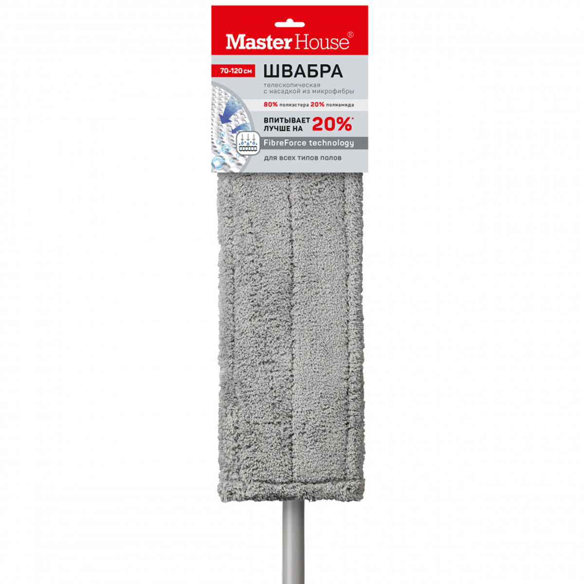Швабра с насадкой из микрофибры MOPM-3 серый с красным 75444