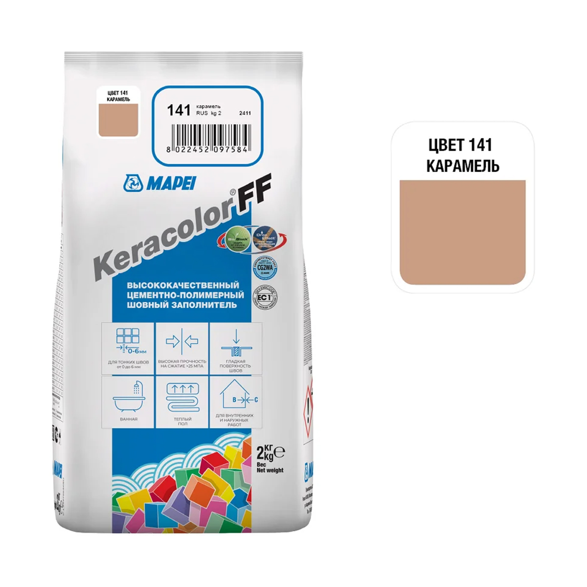 Затирка для швов KERACOLOR FF №  141/2кг (Карамель) Затирка для швов KERACOLOR FF №  141/2кг (Карамель)