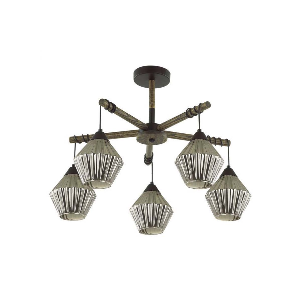 Люстра  COUNTY LN22 188 черный, дерево E27 5*60W 220V JUSTINE 4564/5C