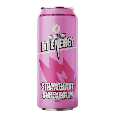 LIT ENERGY Напиток энергетический STRAWBERRY BUBBLEGUM 0,45л ж/б