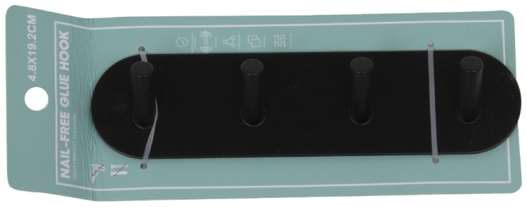 Планка с 4 крючками для ванной комнаты 19.2x4.8x3cm хром SHK0057A-A