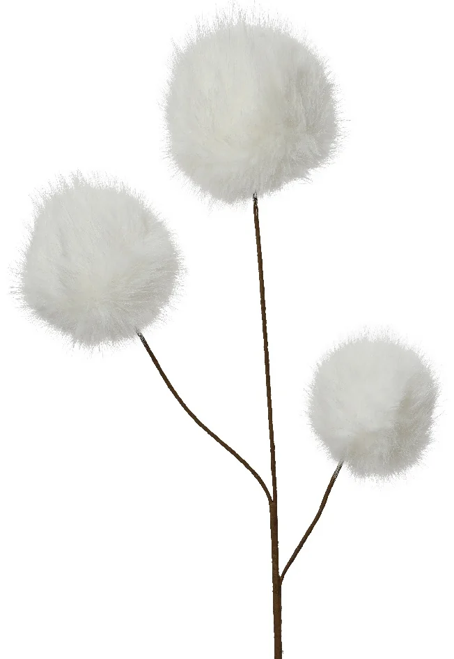 Ветка декоративная Everlands Меховые шарики white 70 см 531376 Kmg