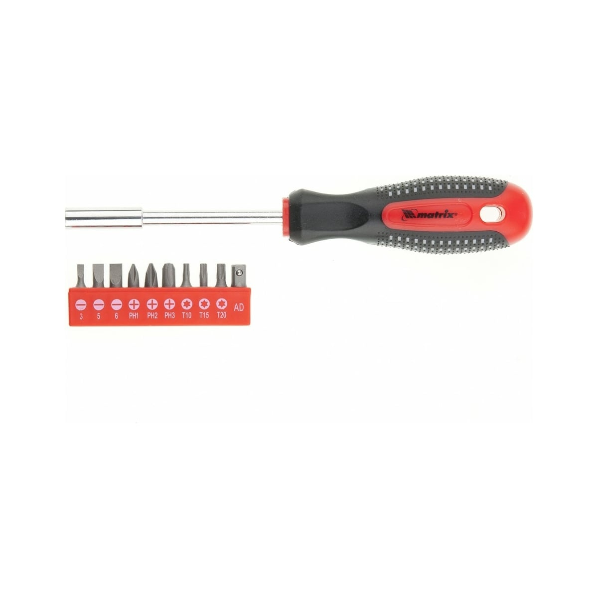 Отвертка с набором бит,11шт, Fusion , CrV, 3-х компонентная рукоятка "anti slip"// Matrix