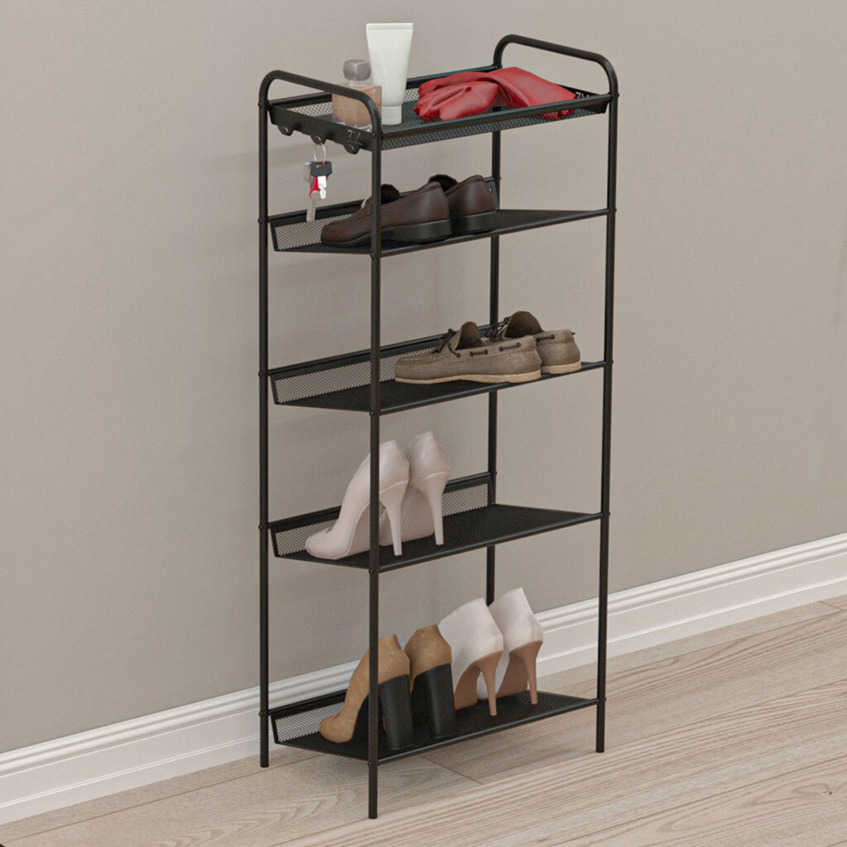Полка для обуви ЗМИ Женева 15 5 полок, черная Полка для обуви ЗМИ Женева 15 5 полок, черная