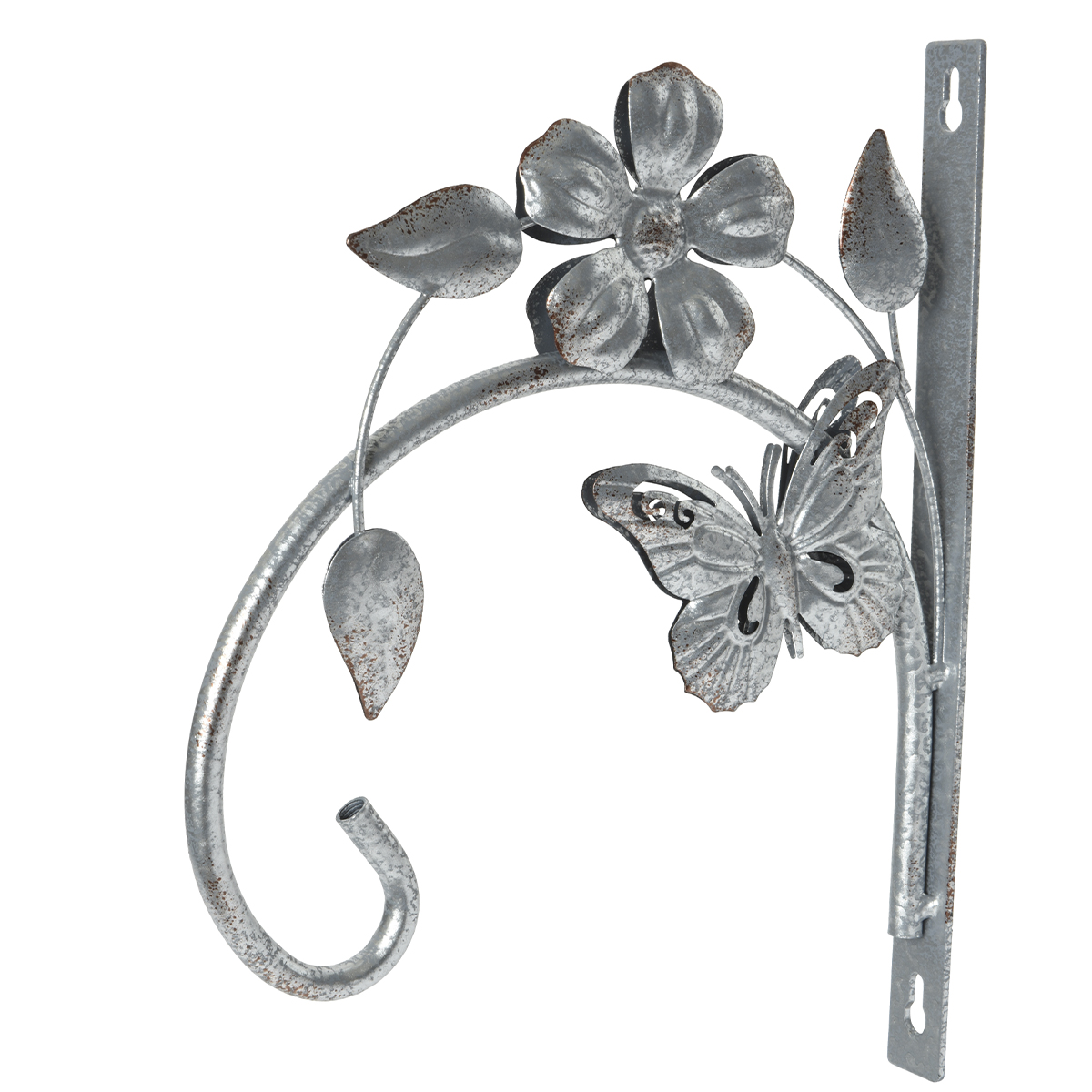 Кронштейн настенный для подвесных фонарей и кашпо 2х25х19,5 см., цвет серый, нагрузка до 2 кг. 89826