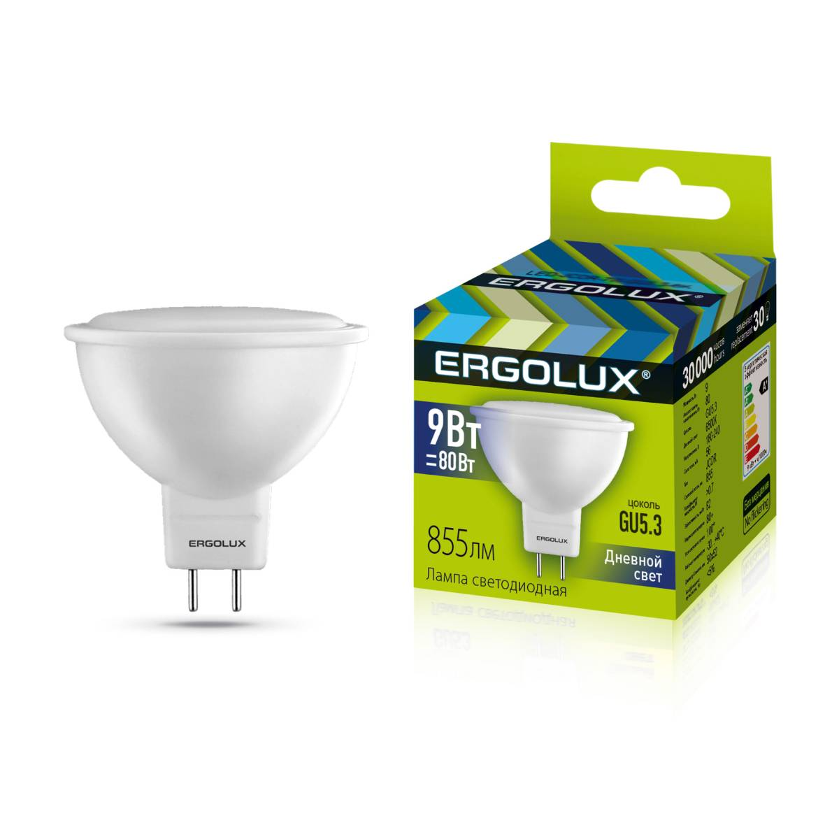 Лампа Ergolux LED-JCDR-9W-GU5.3-6K (Эл.лампа светодиодная JCDR 9Вт GU5.3 6500K 180-240В) 13626