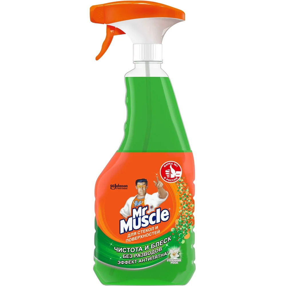 Средство для мытья стекол и поверхностей Мистер Мускул Утренняя роса с нашатырным спиртом 530мл
