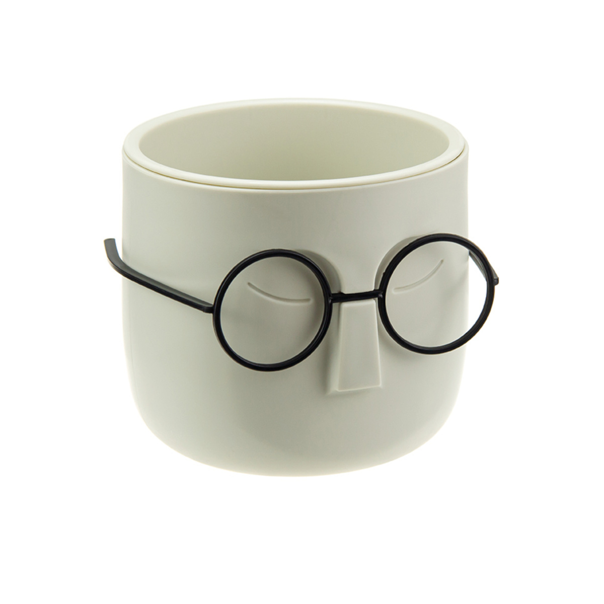 Кашпо IDEA СТИВ D115мм 0,65л со вставкой, белый ротанг.