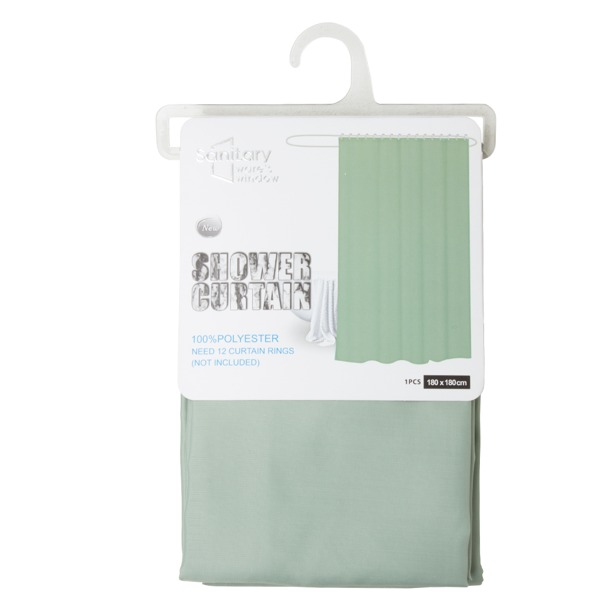 Штора для ванной комнаты Sanitary 180х180 см мята полиэстер 3375 CN