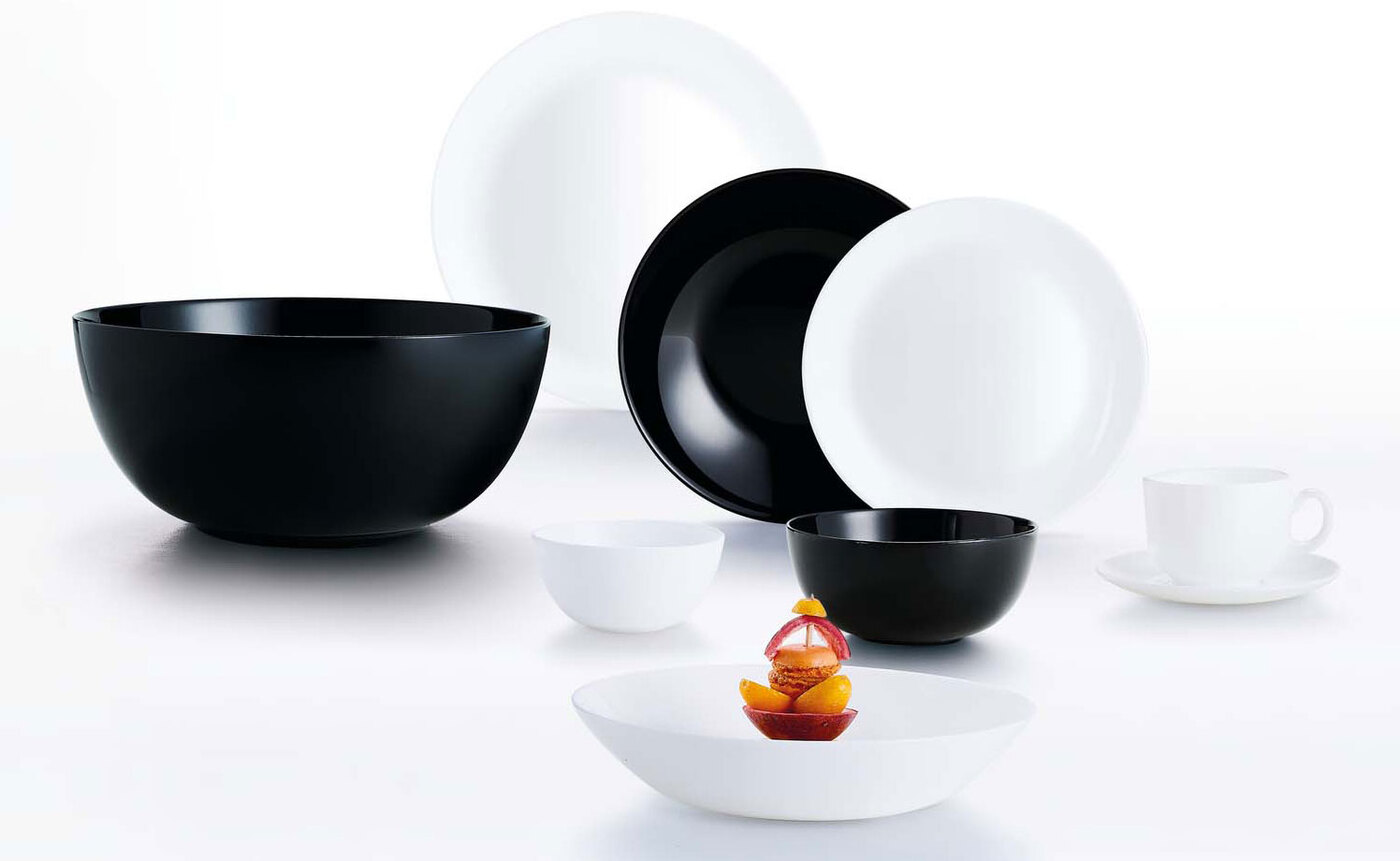 Столовый набор LUMINARC ДИВАЛИ 19 предметов  черно-белый P4360