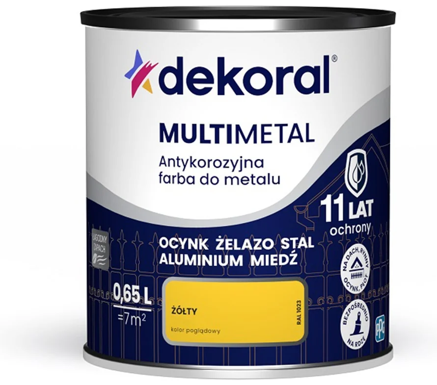 Dekoral Эмаль антикорроз. прямо на ржавч. жёлт. глянц. 0,65л