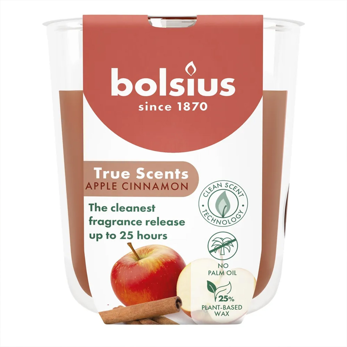 Аромасвеча в стакане Bolsius True Scents 8x7,3 см Apple Cinnamon