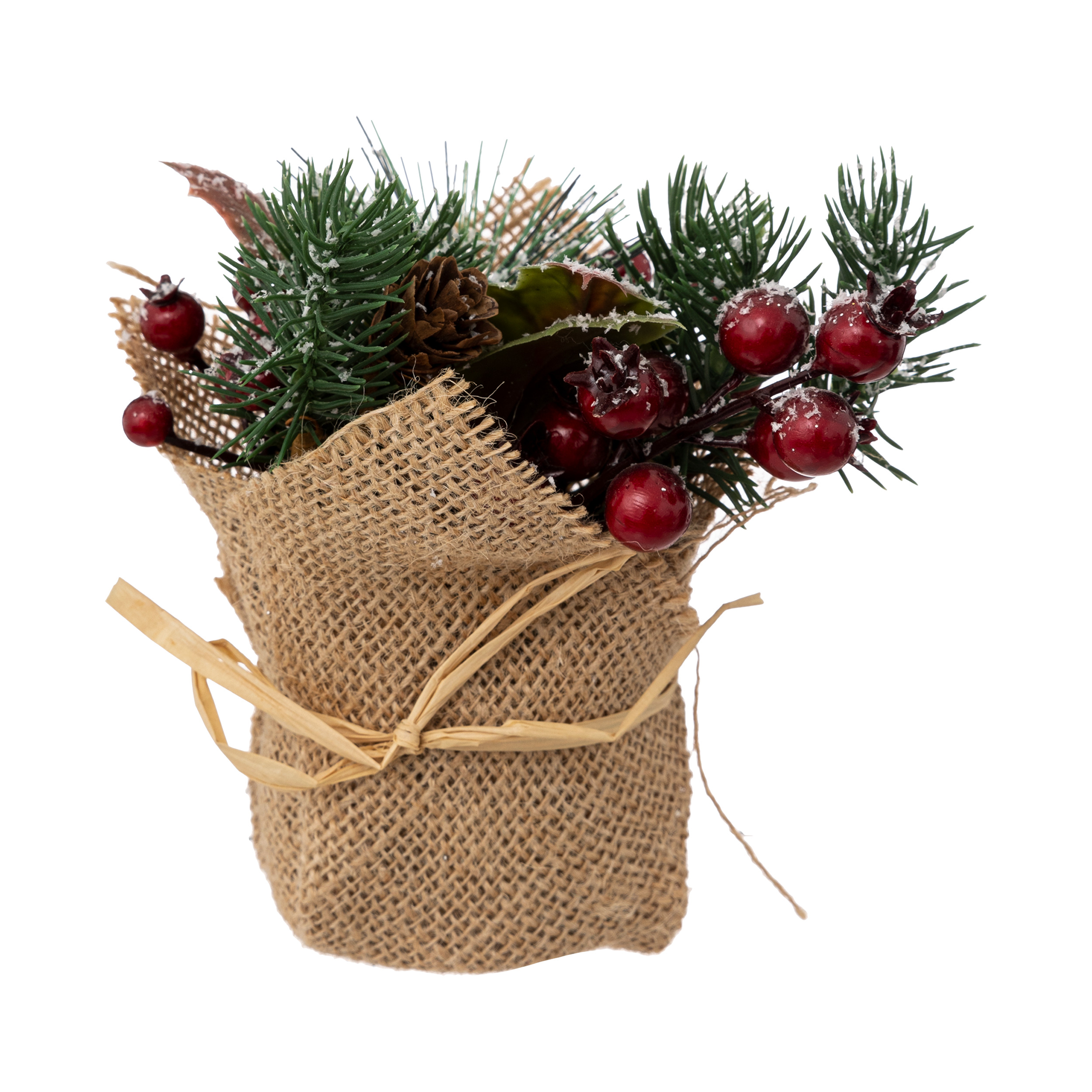 Ель искусственная Atmosphera в мешке 16 см красные ягоды 169847