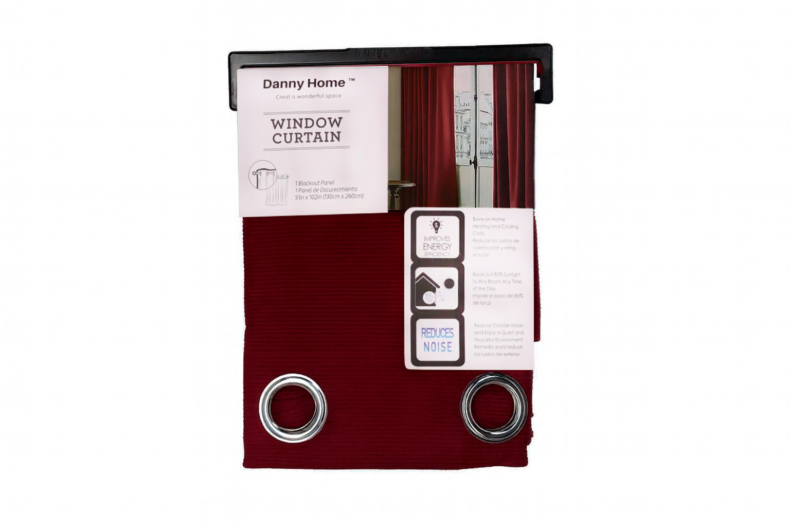 Штора портьерная на люверсах DH 130х260 см бургунди CL04-06