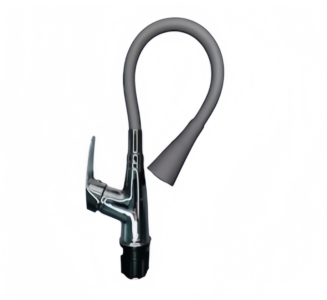 Смеситель д/к Нептун 3214 Silver гибкий гусак