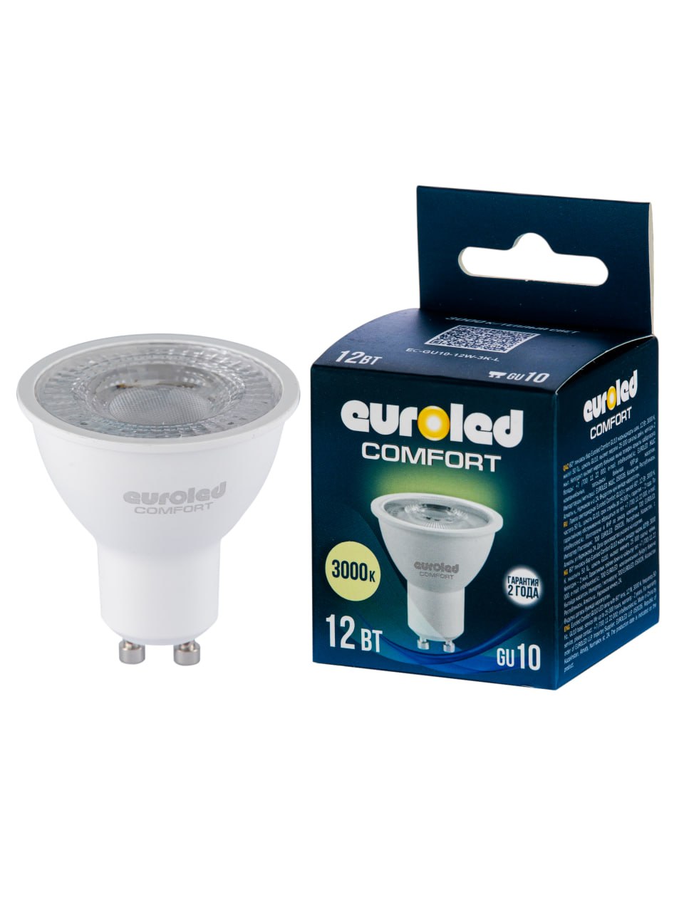 Лампа светодиодная Euroled Comfort GU10 12W 3000K с линзой 60°