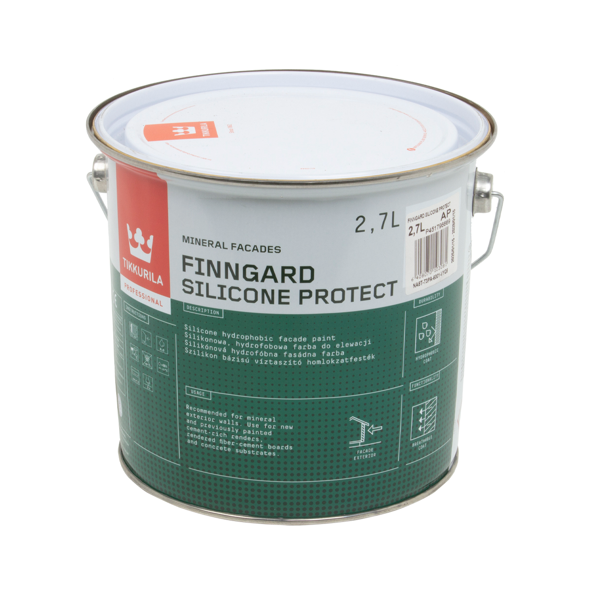 Краска фасадная силиконовая Finngard Silicone Protect Baza AP 2,7L Краска фасадная силиконовая Finngard Silicone Protect Baza AP 2,7L